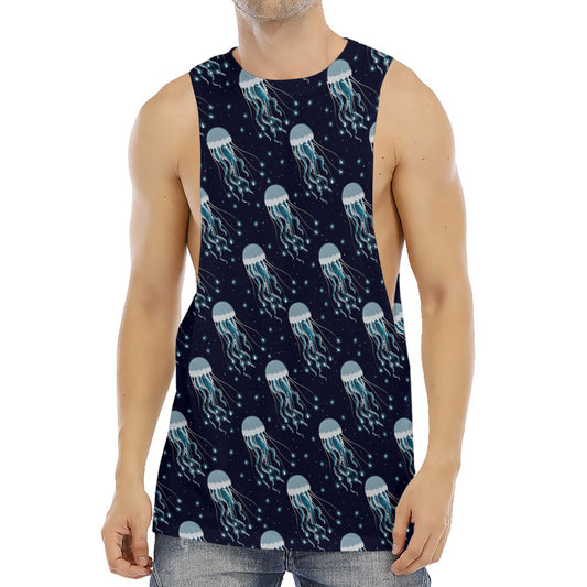 Glowing Jellyfish Pattern Print Men's Muscle Tank Top