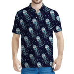 Glowing Jellyfish Pattern Print Men's Polo Shirt