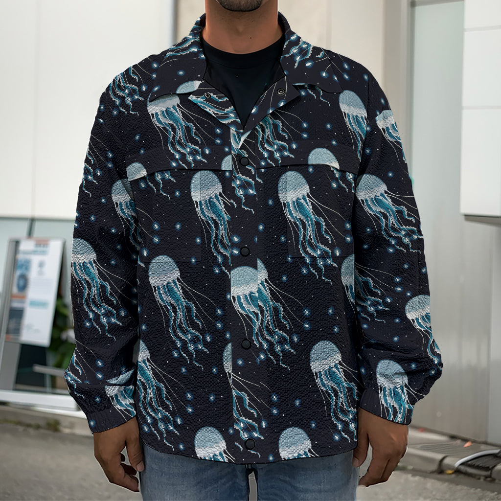 Glowing Jellyfish Pattern Print Men's Shirt Jacket