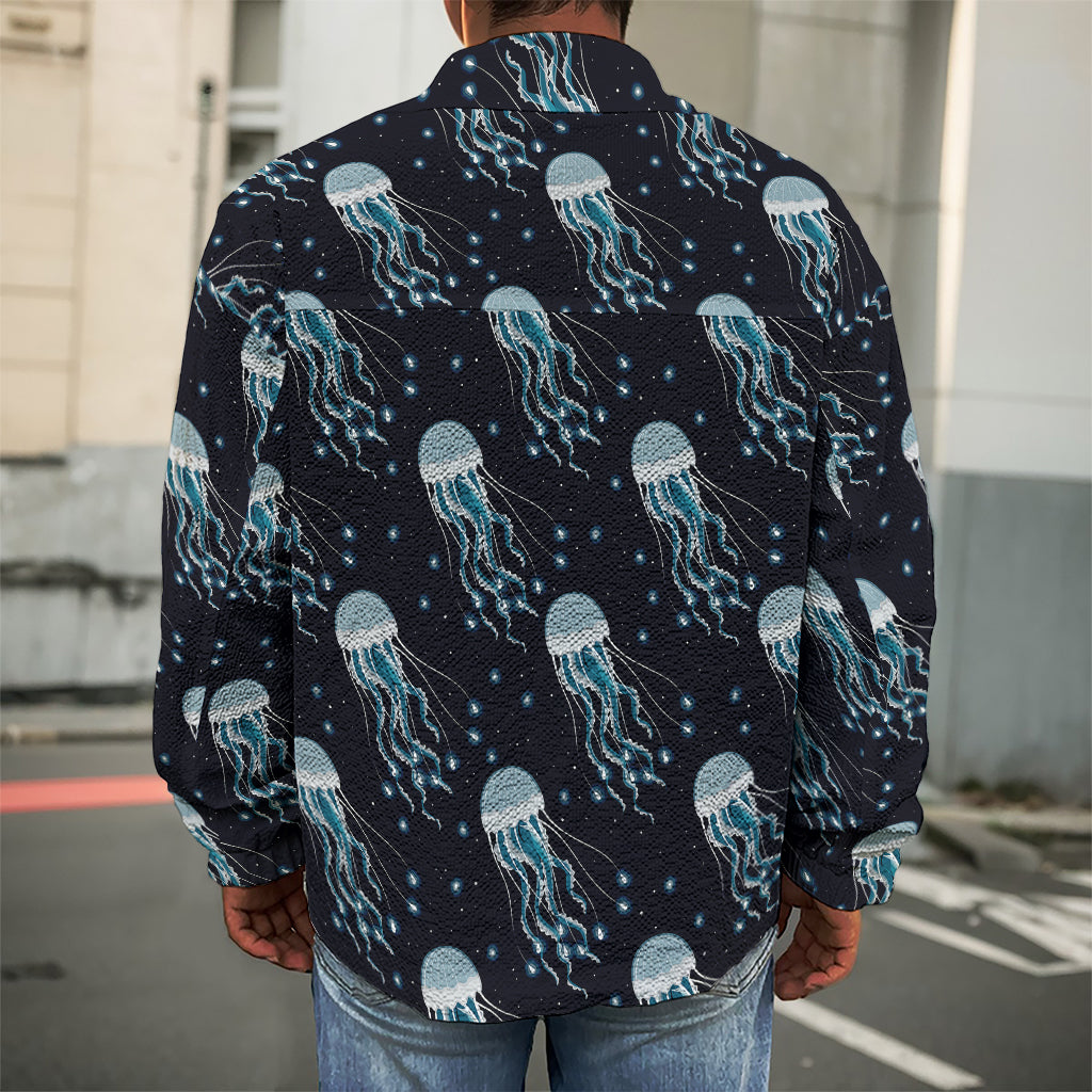 Glowing Jellyfish Pattern Print Men's Shirt Jacket