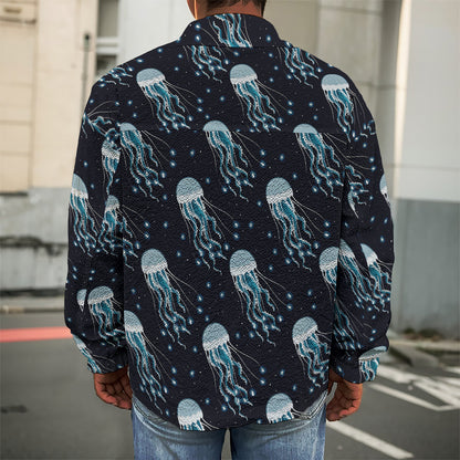 Glowing Jellyfish Pattern Print Men's Shirt Jacket