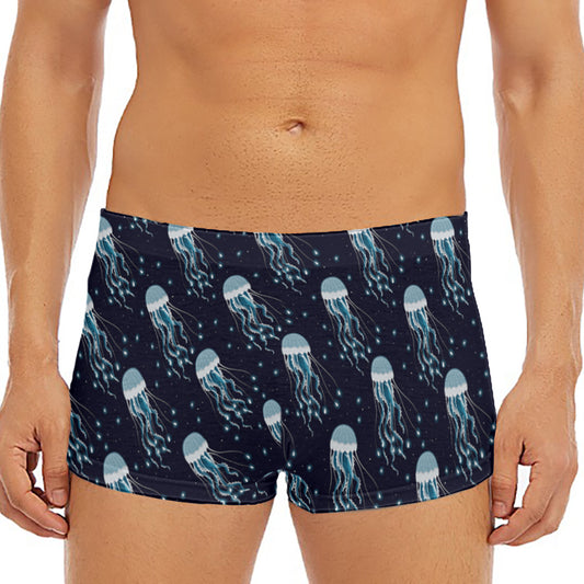 Glowing Jellyfish Pattern Print Men's Short Boxer Briefs