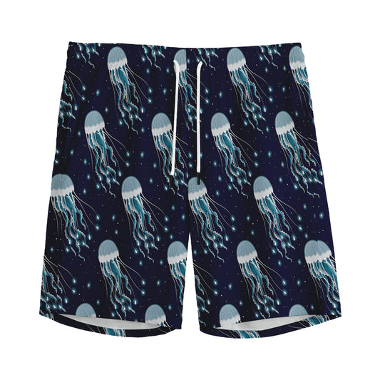 Glowing Jellyfish Pattern Print Men's Sports Shorts