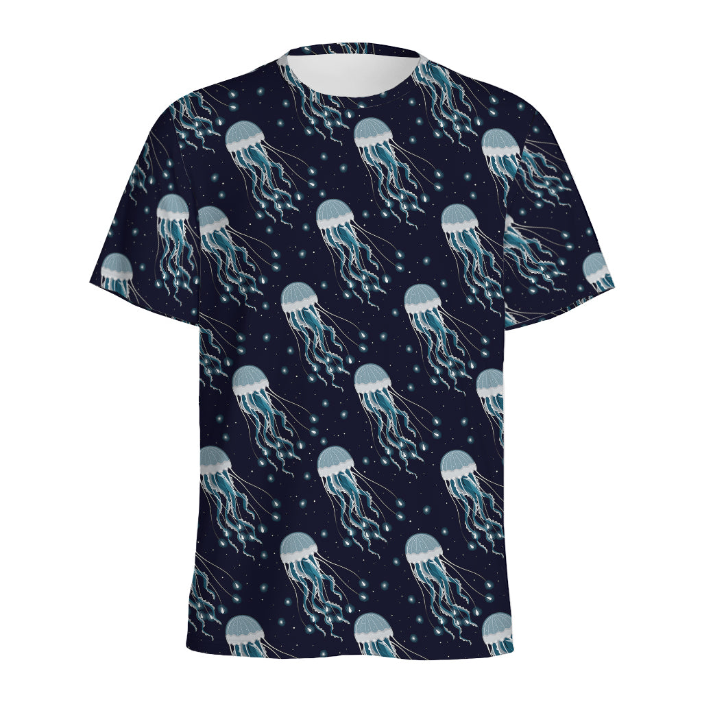 Glowing Jellyfish Pattern Print Men's Sports T-Shirt