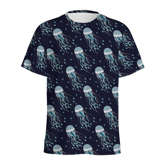 Glowing Jellyfish Pattern Print Men's Sports T-Shirt