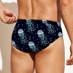 Glowing Jellyfish Pattern Print Men's Swim Briefs