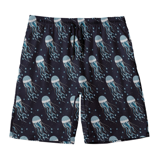 Glowing Jellyfish Pattern Print Men's Swim Trunks