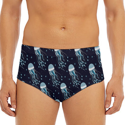 Glowing Jellyfish Pattern Print Men's Triangle Swim Briefs