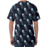 Glowing Jellyfish Pattern Print Men's Velvet T-Shirt