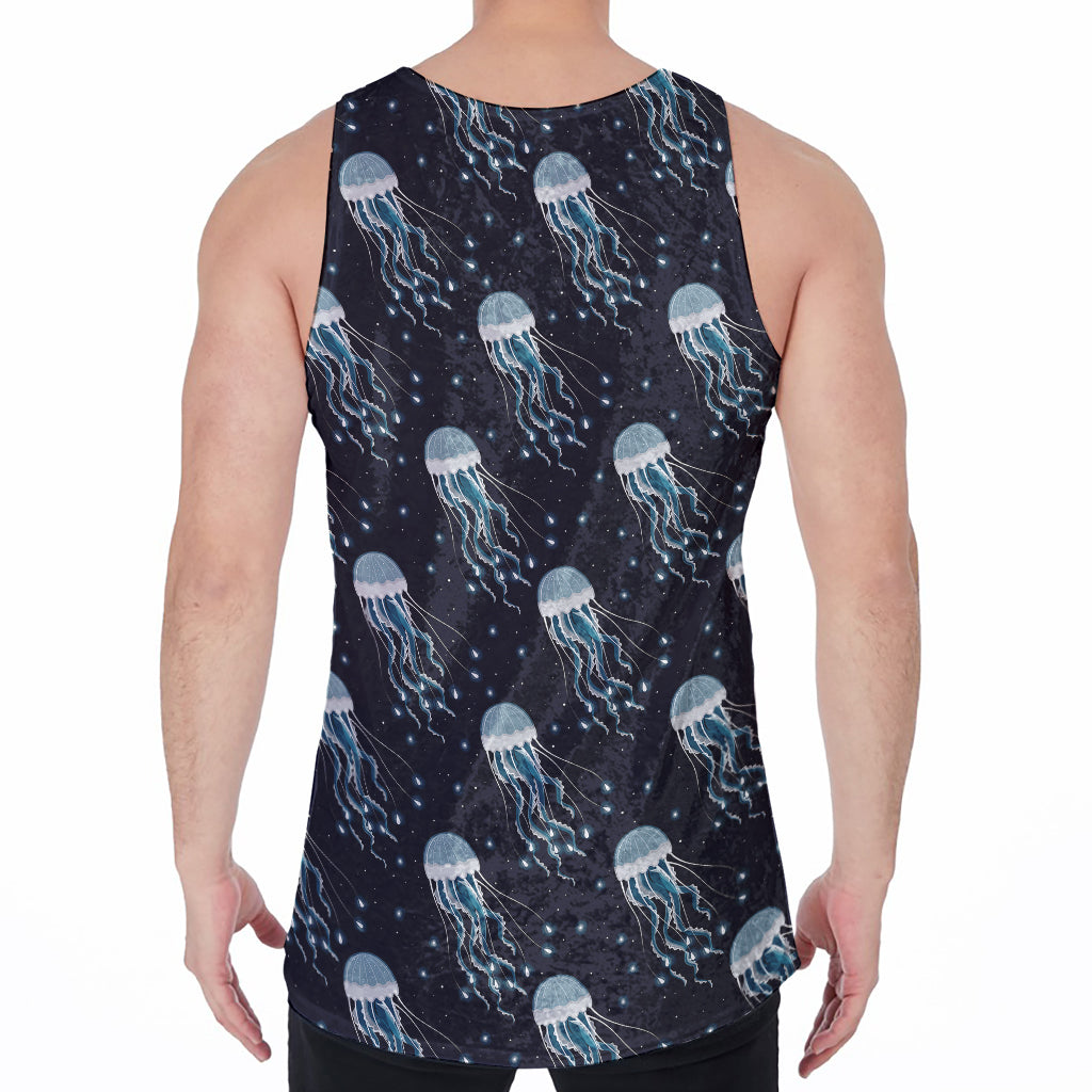 Glowing Jellyfish Pattern Print Men's Velvet Tank Top