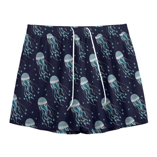 Glowing Jellyfish Pattern Print Mesh Shorts