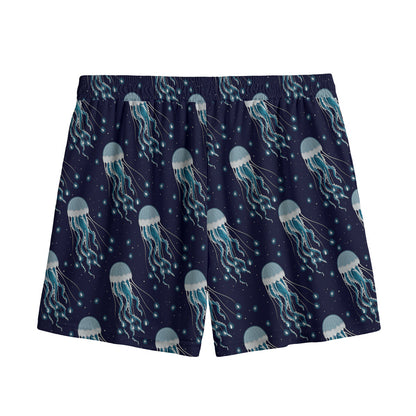 Glowing Jellyfish Pattern Print Mesh Shorts