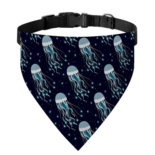 Glowing Jellyfish Pattern Print Over The Collar Dog Bandana