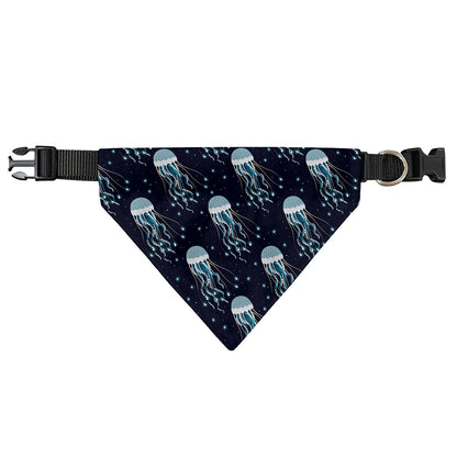 Glowing Jellyfish Pattern Print Over The Collar Dog Bandana