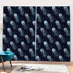 Glowing Jellyfish Pattern Print Pencil Pleat Curtains