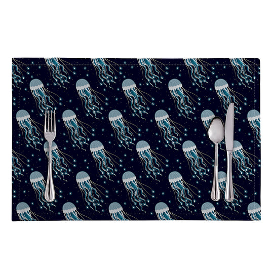 Glowing Jellyfish Pattern Print Placemat