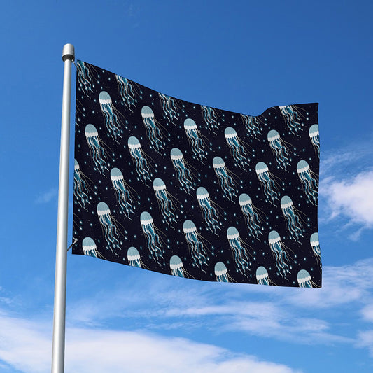 Glowing Jellyfish Pattern Print Polyester Flag