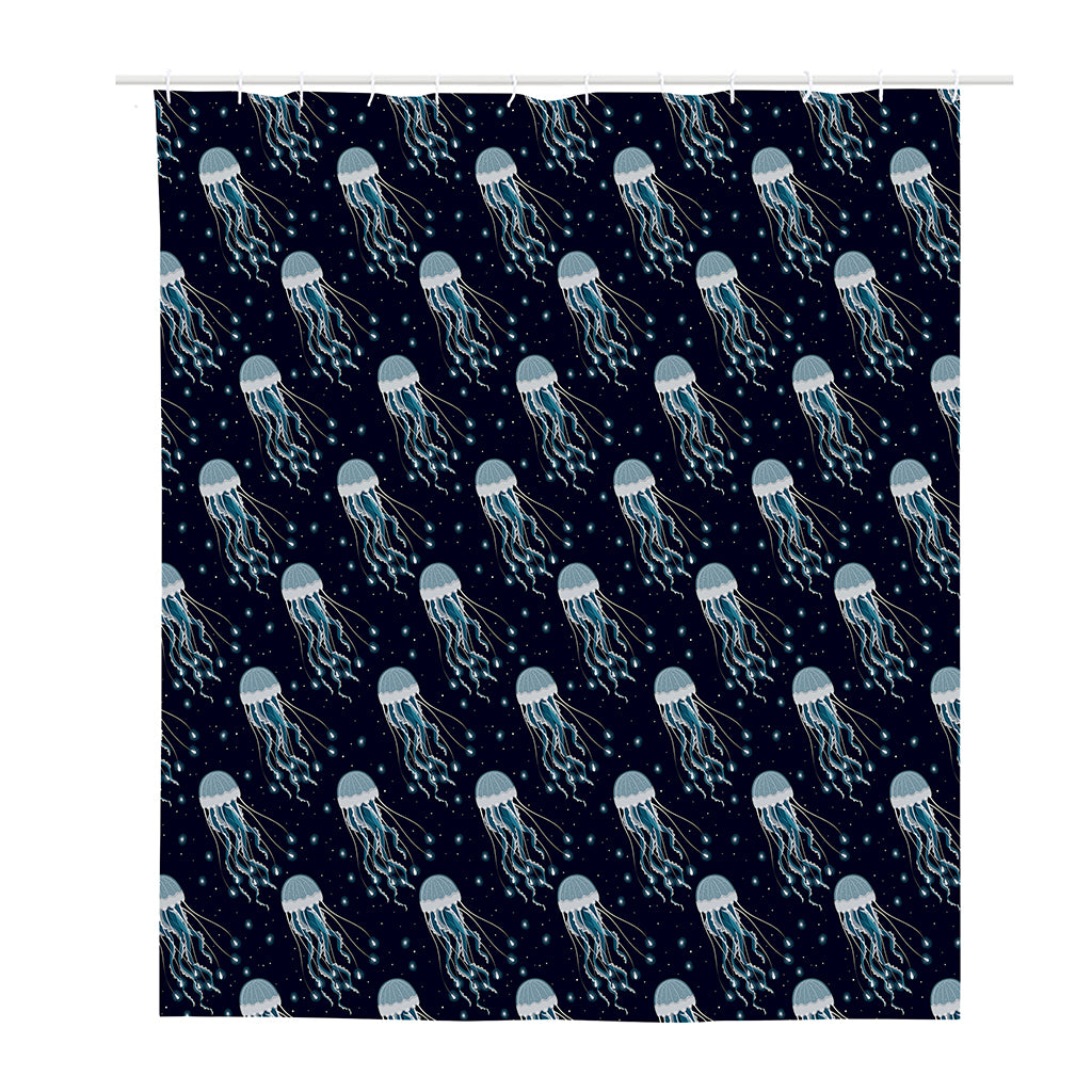 Glowing Jellyfish Pattern Print Polyester Shower Curtain