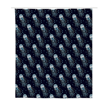 Glowing Jellyfish Pattern Print Polyester Shower Curtain
