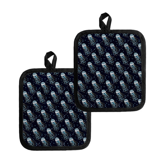 Glowing Jellyfish Pattern Print Pot Holders