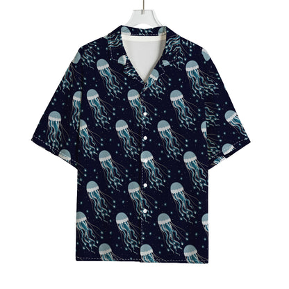Glowing Jellyfish Pattern Print Rayon Hawaiian Shirt