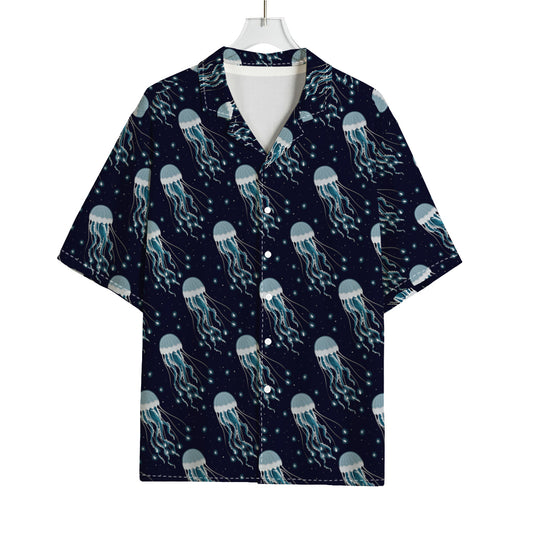 Glowing Jellyfish Pattern Print Rayon Hawaiian Shirt