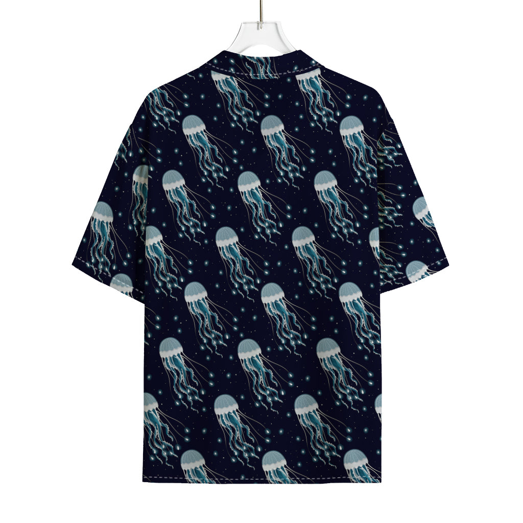 Glowing Jellyfish Pattern Print Rayon Hawaiian Shirt