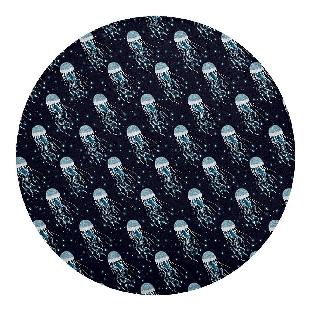Glowing Jellyfish Pattern Print Round Blanket