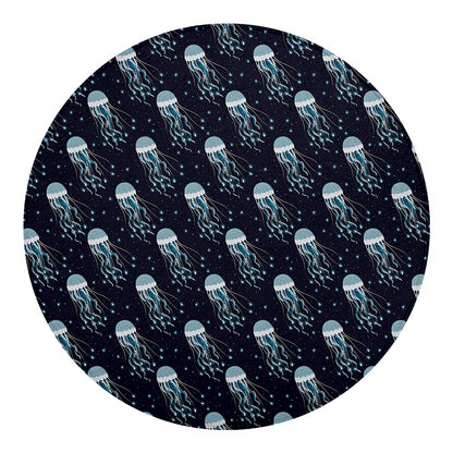 Glowing Jellyfish Pattern Print Round Blanket