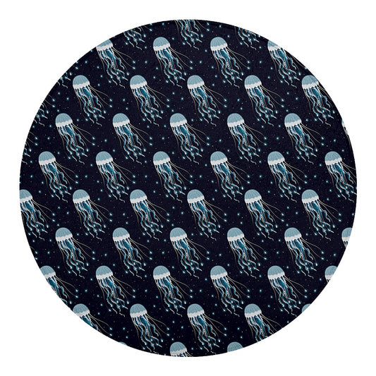 Glowing Jellyfish Pattern Print Round Blanket