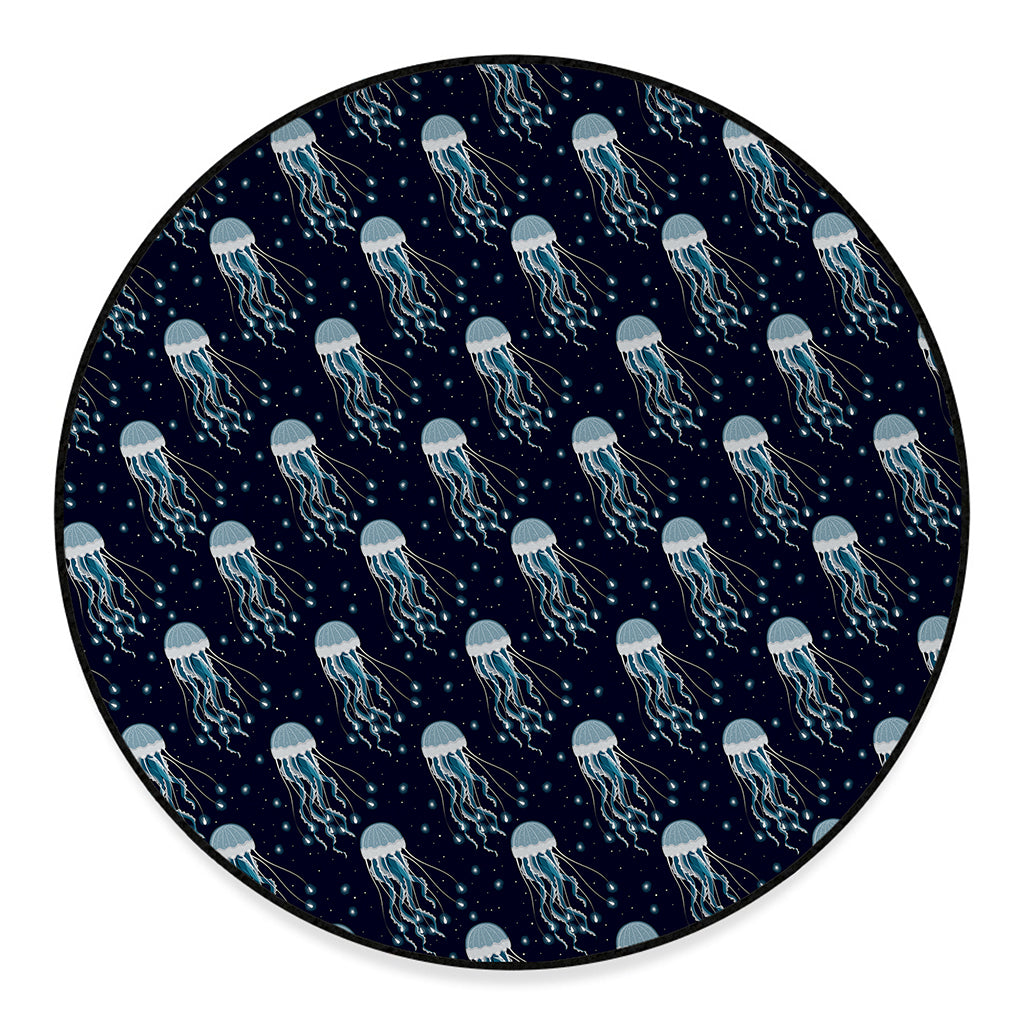 Glowing Jellyfish Pattern Print Round Floor Mat