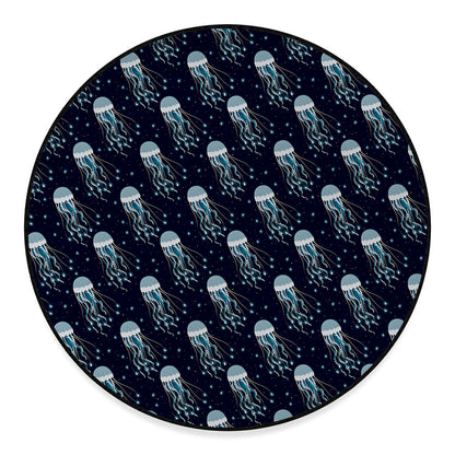 Glowing Jellyfish Pattern Print Round Floor Mat