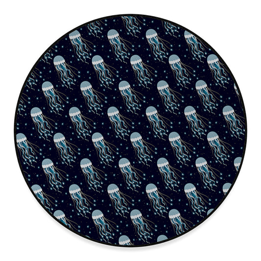 Glowing Jellyfish Pattern Print Round Floor Mat