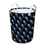 Glowing Jellyfish Pattern Print Round Laundry Basket