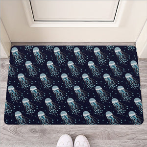 Glowing Jellyfish Pattern Print Rubber Doormat