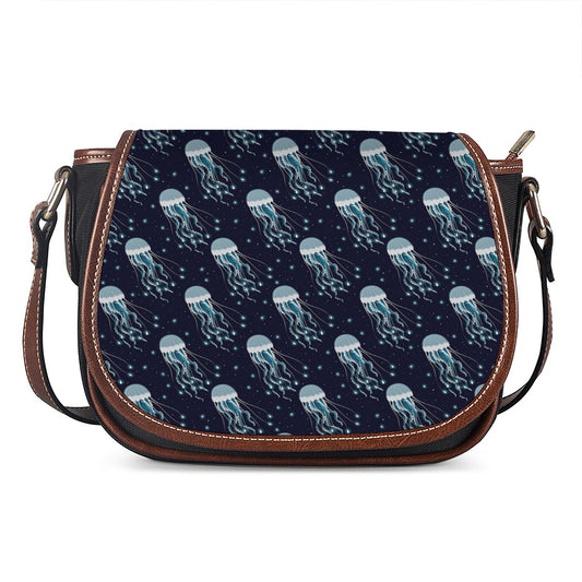 Glowing Jellyfish Pattern Print Saddle Bag