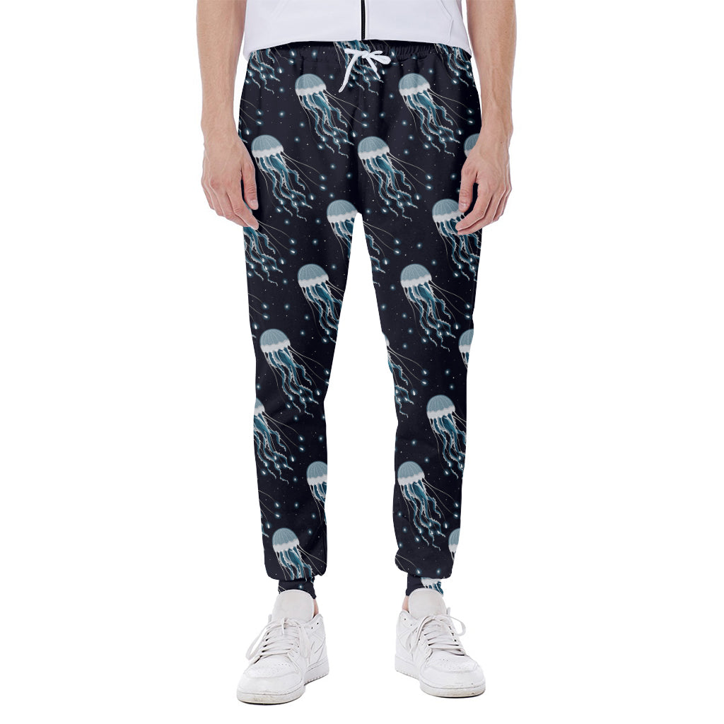 Glowing Jellyfish Pattern Print Scuba Joggers