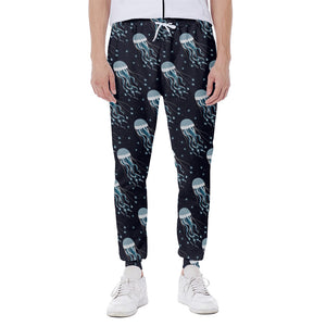 Glowing Jellyfish Pattern Print Scuba Joggers