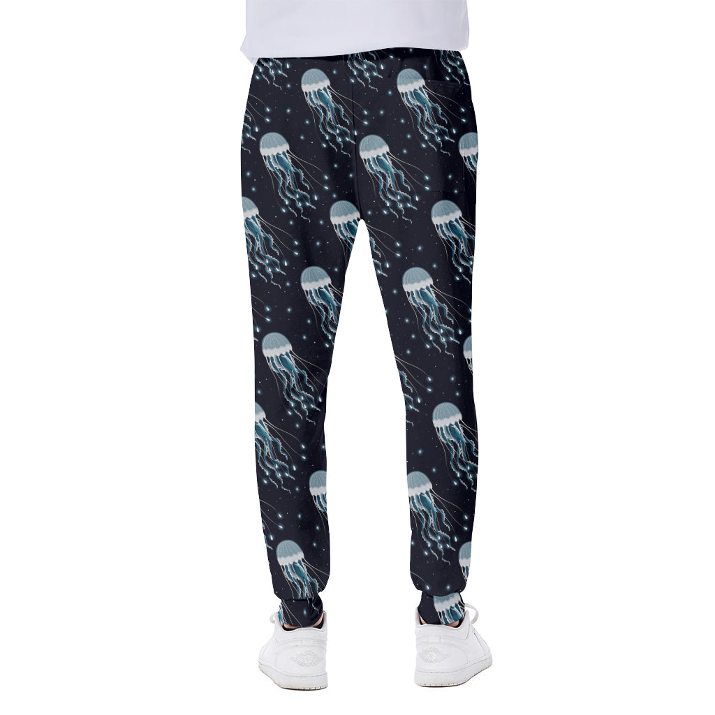 Glowing Jellyfish Pattern Print Scuba Joggers