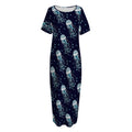 Glowing Jellyfish Pattern Print Short Sleeve Long Nightdress