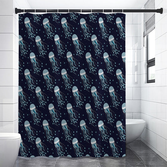 Glowing Jellyfish Pattern Print Shower Curtain