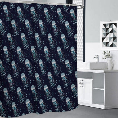 Glowing Jellyfish Pattern Print Shower Curtain
