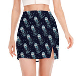 Glowing Jellyfish Pattern Print Side Slit Mini Skirt