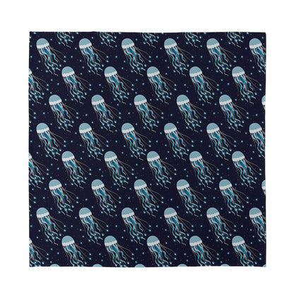 Glowing Jellyfish Pattern Print Silk Bandana
