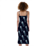 Glowing Jellyfish Pattern Print Slim Fit Midi Cami Dress