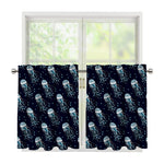 Glowing Jellyfish Pattern Print Tier Curtains