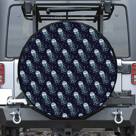 Glowing Jellyfish Pattern Print Tire Cover