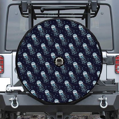 Glowing Jellyfish Pattern Print Tire Cover With Camera Hole
