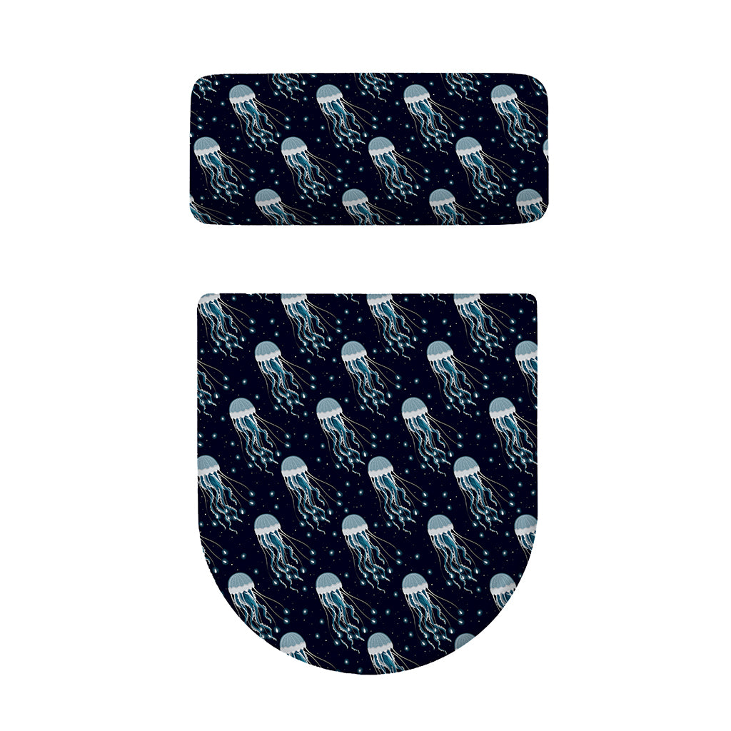 Glowing Jellyfish Pattern Print Toilet Lid And Tank Cover Set