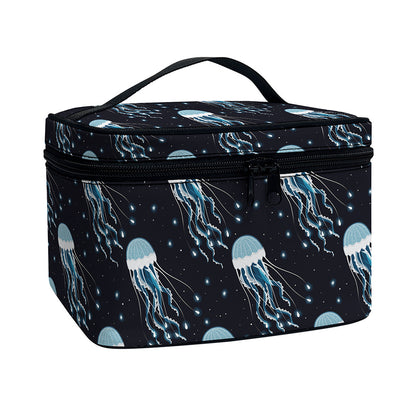 Glowing Jellyfish Pattern Print Travel Makeup Bag